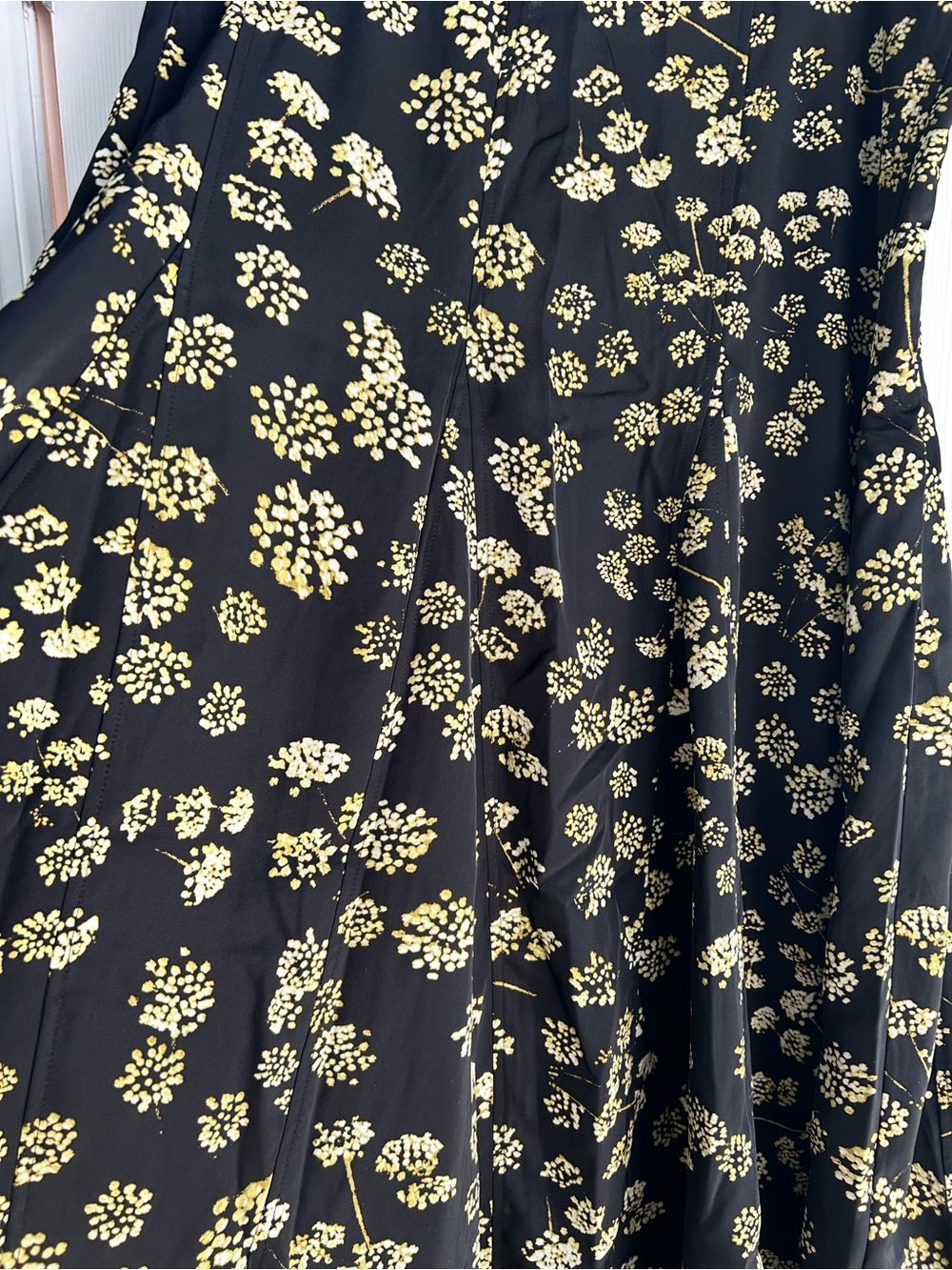 Banana Republic Black Maxi Skirt with Yellow Floral Motif